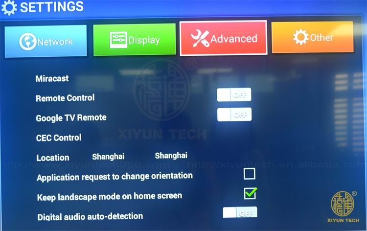 Android Internet TV Box Setting